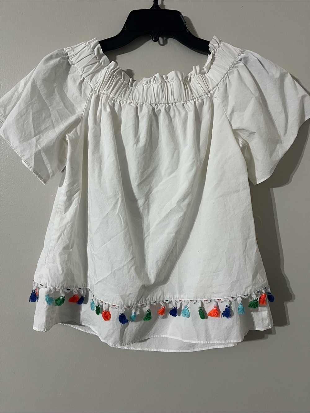 Crosby by Mollie Burch Off Shoulder Blouse w/ Tassel Hem Sz S - Picture 3 of 7